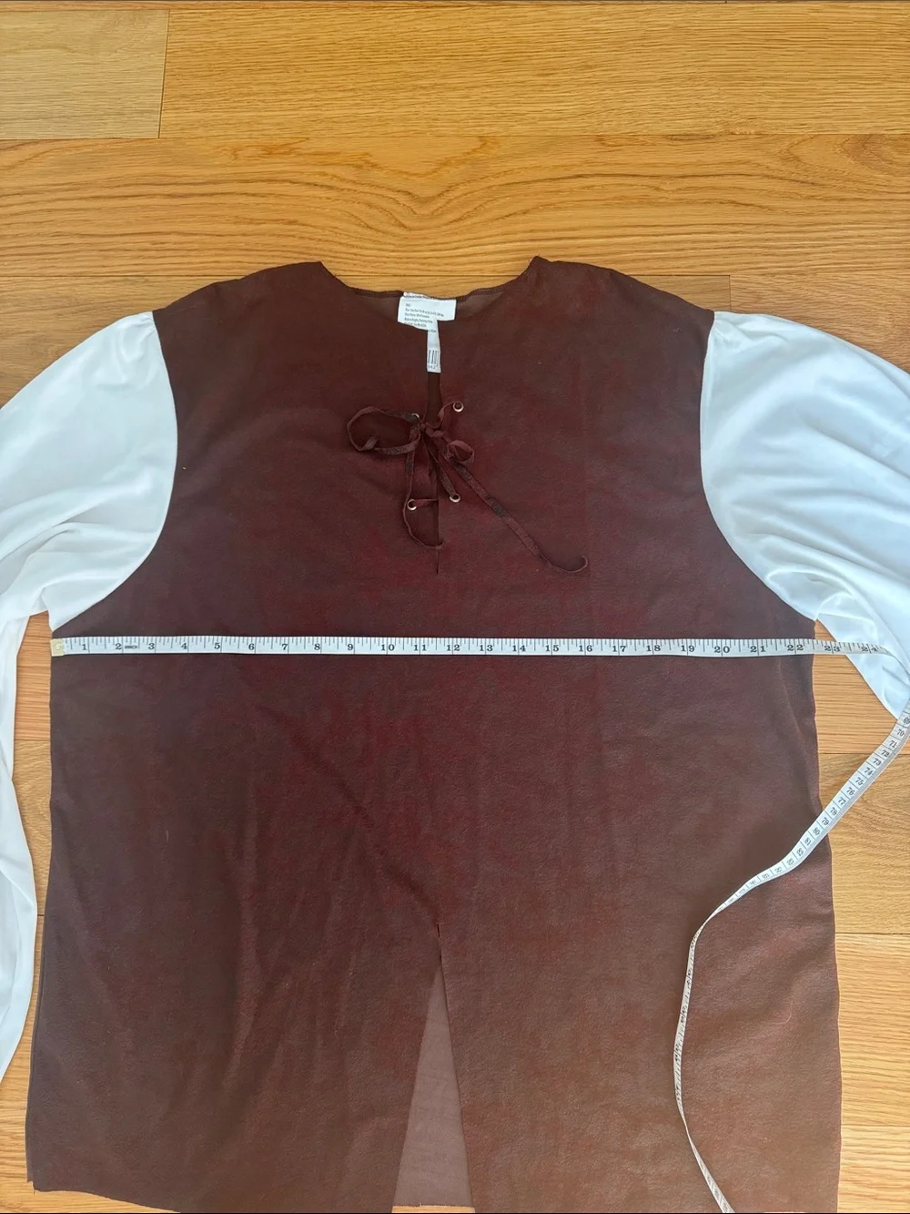 Kids Two-Tone Lace-Up Top in Brown and White